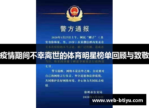 疫情期间不幸离世的体育明星榜单回顾与致敬